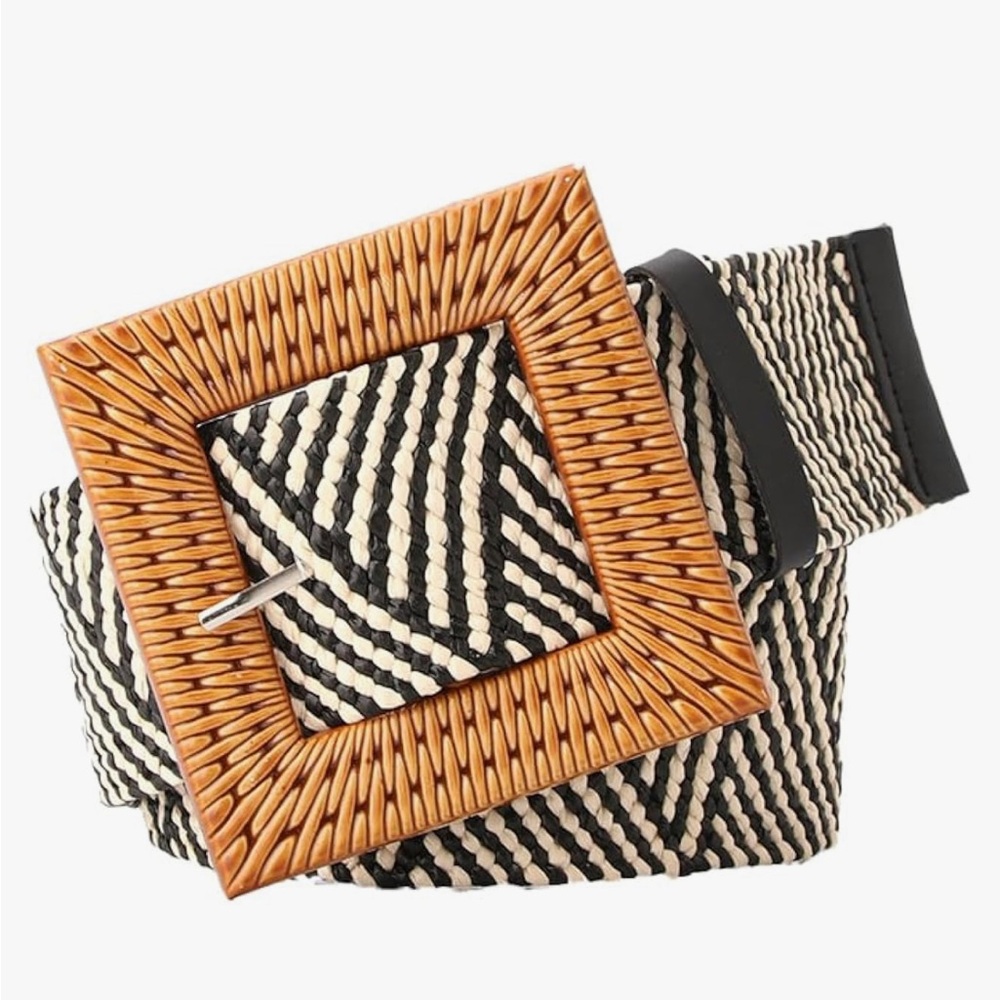 Woven Elastic Belt with Square Buckle-NEW